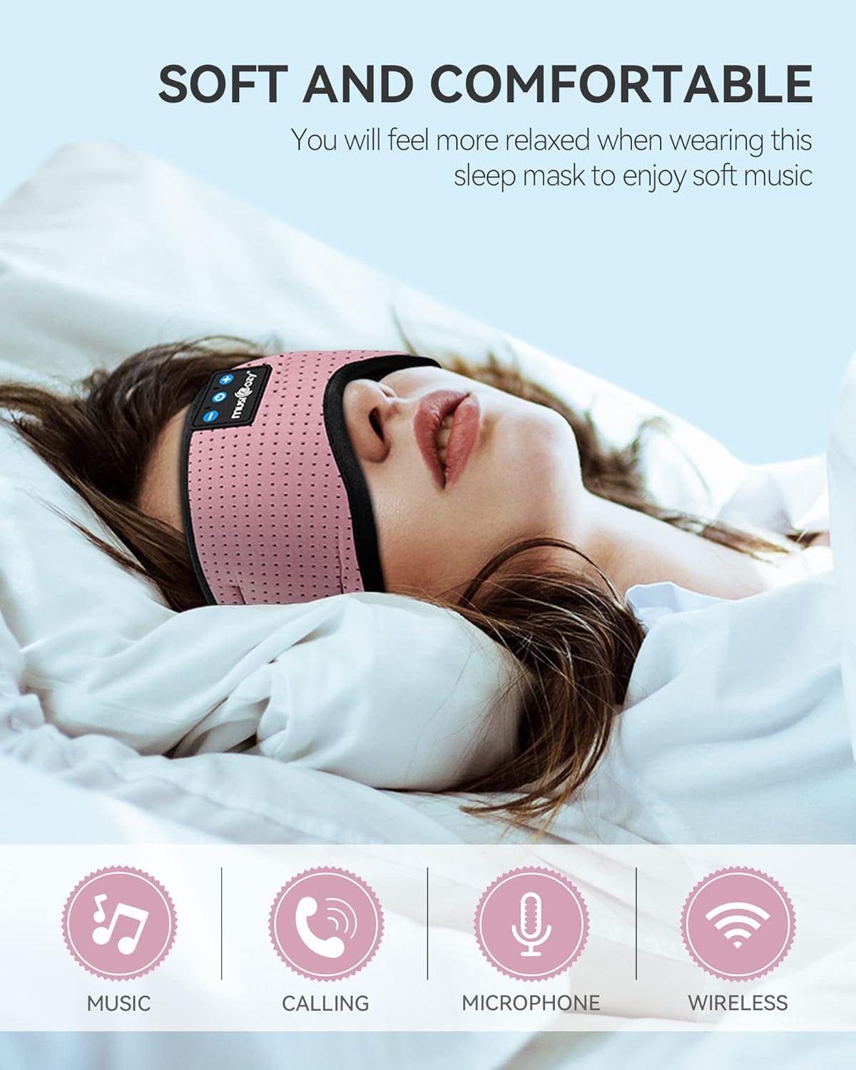 Bluetooth 5.4 Sleep Headphones Eye Mask, Breathable Sleeping Headband Headphones with Wireless Earbuds Earphones for Side Sleepers Mom Women Cool Tech Unique Gifts Gadget