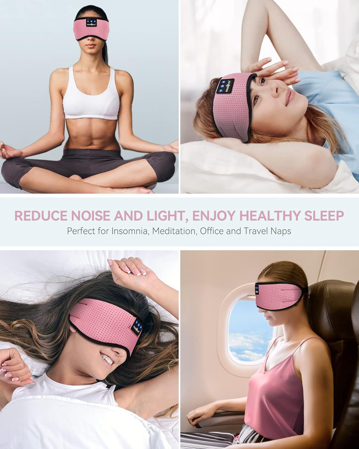 Bluetooth 5.4 Sleep Headphones Eye Mask, Breathable Sleeping Headband Headphones with Wireless Earbuds Earphones for Side Sleepers Mom Women Cool Tech Unique Gifts Gadget