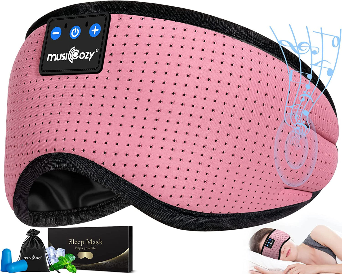 Bluetooth 5.4 Sleep Headphones Eye Mask, Breathable Sleeping Headband Headphones with Wireless Earbuds Earphones for Side Sleepers Mom Women Cool Tech Unique Gifts Gadget